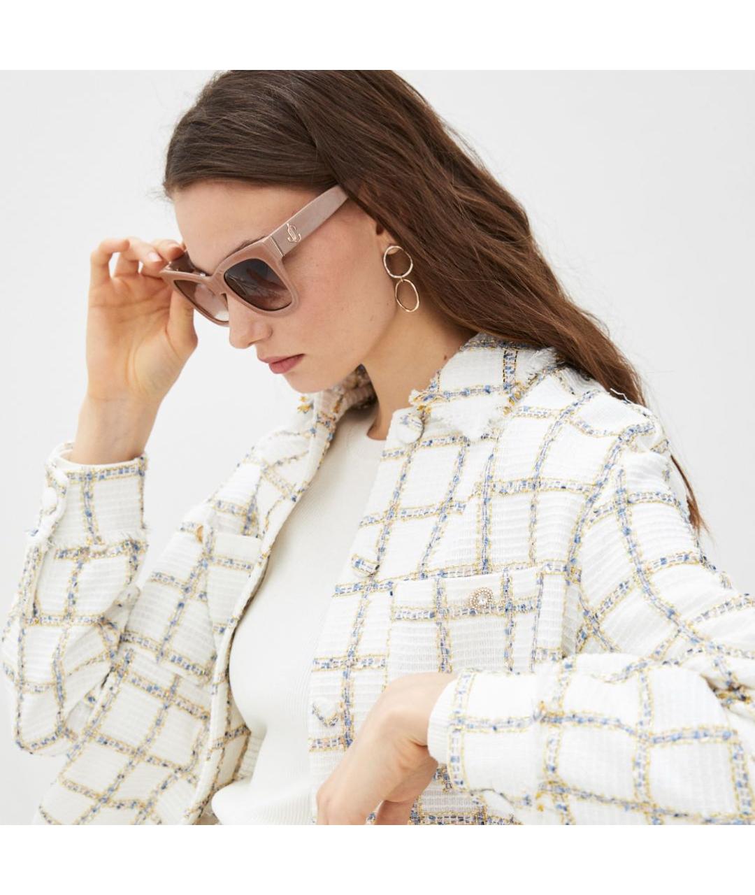 JIMMY CHOO Бежевые пластиковые солнцезащитные очки, фото 5