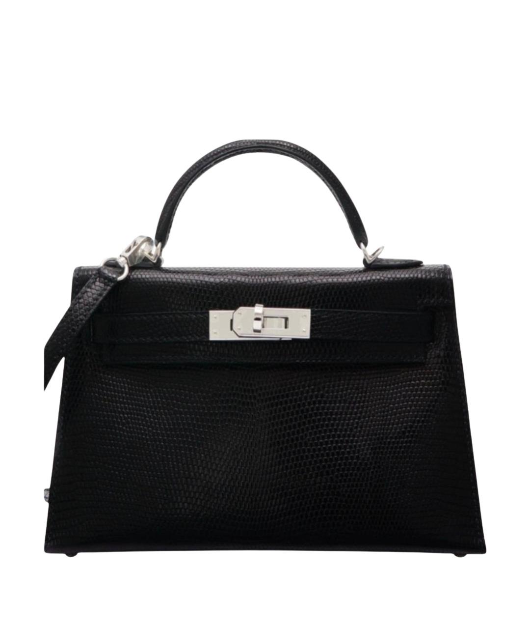 HERMES Черная сумка через плечо из экзотической кожи, фото 1