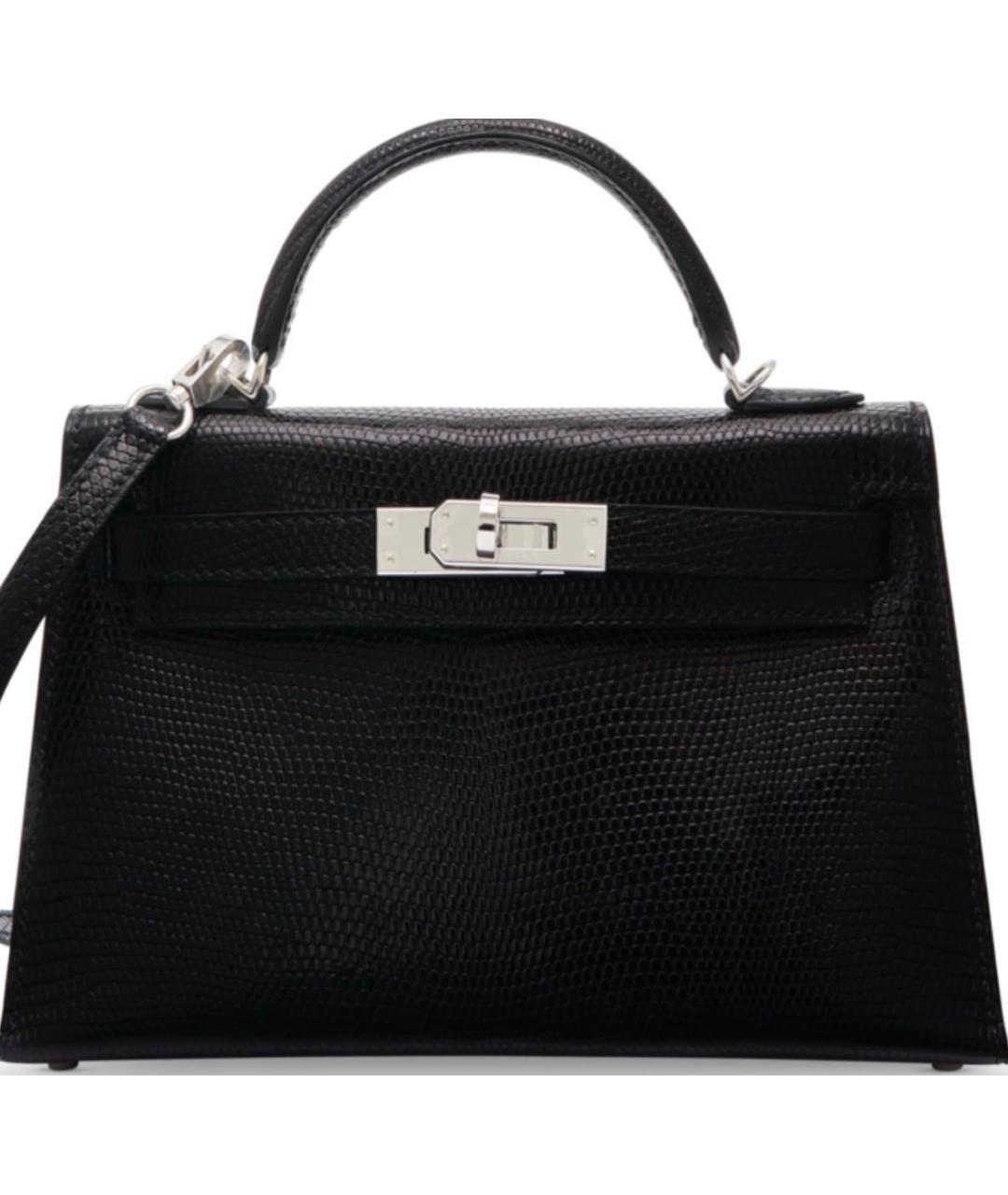 HERMES Черная сумка через плечо из экзотической кожи, фото 3