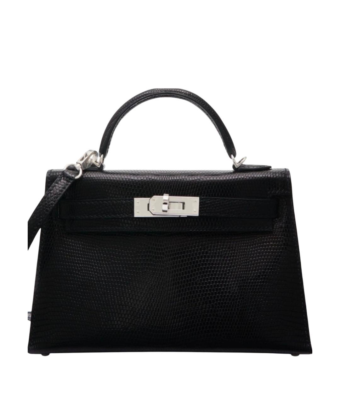 HERMES Черная сумка через плечо из экзотической кожи, фото 4