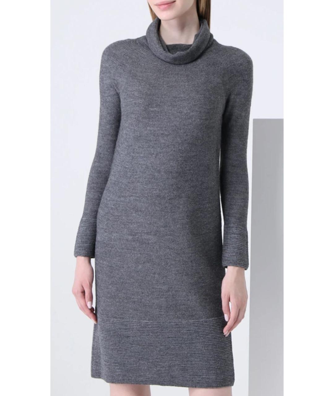 LORENA ANTONIAZZI Серое шерстяное повседневное платье, фото 5