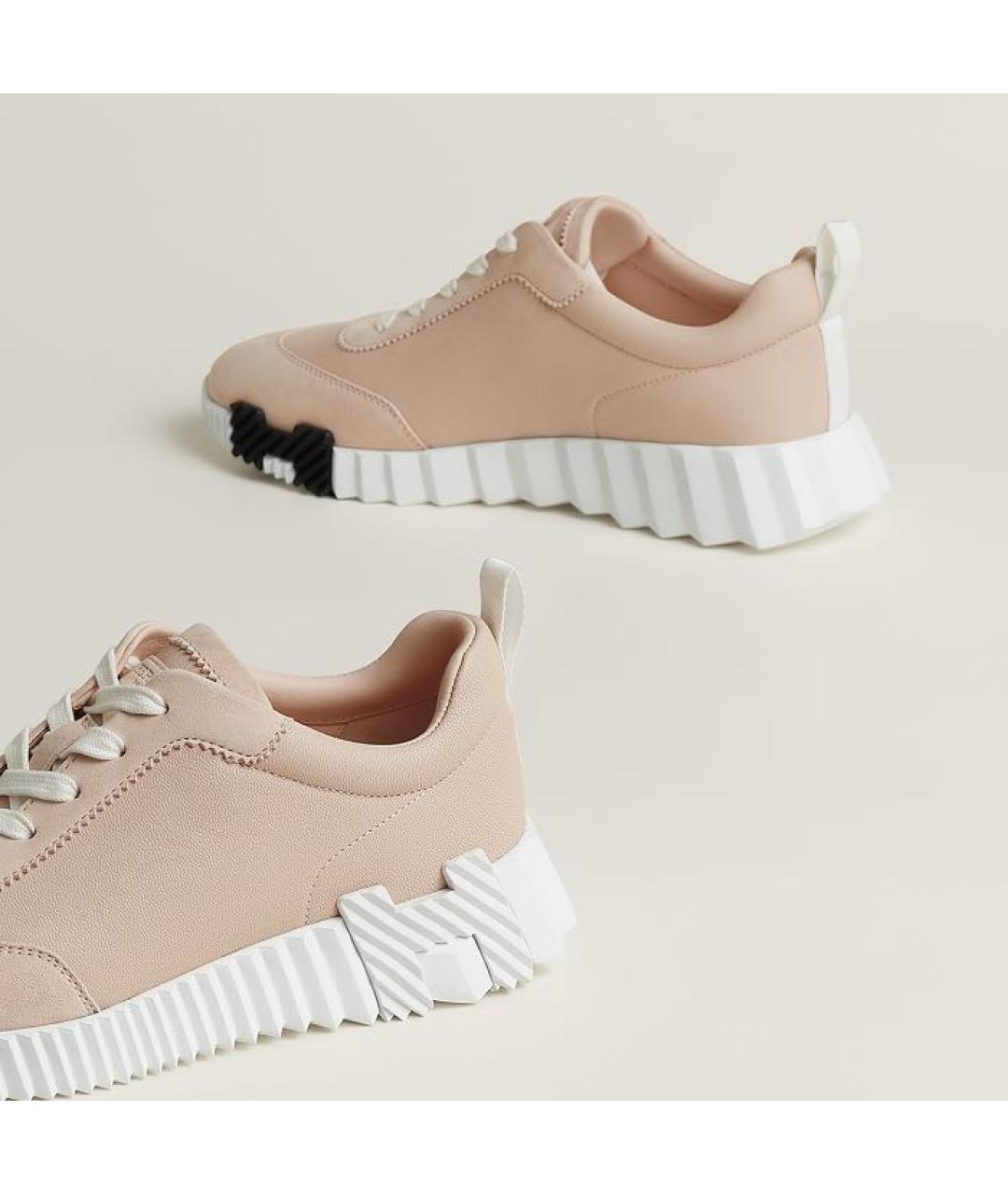 HERMES Розовые кожаные кроссовки, фото 5