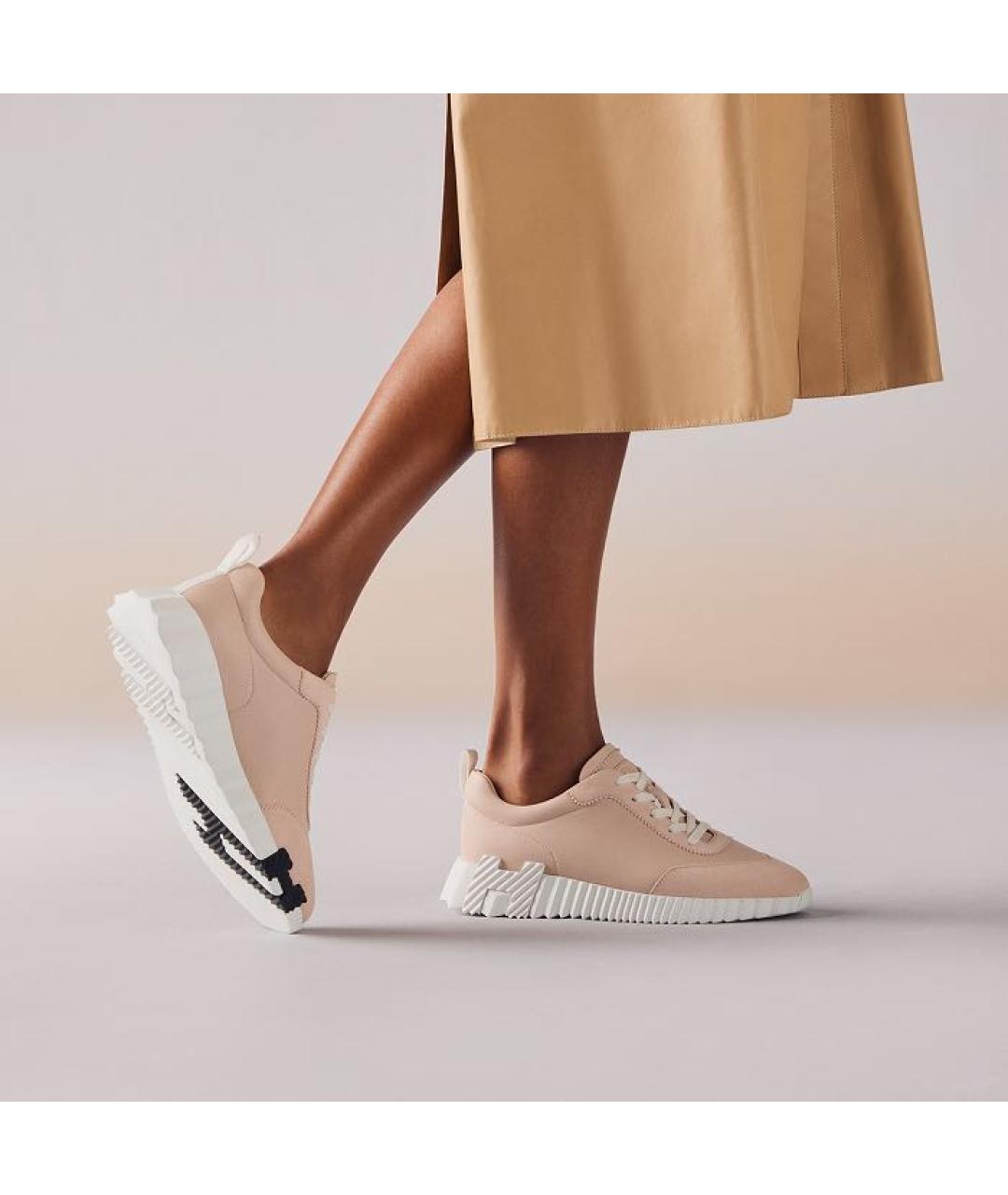 HERMES Розовые кожаные кроссовки, фото 3