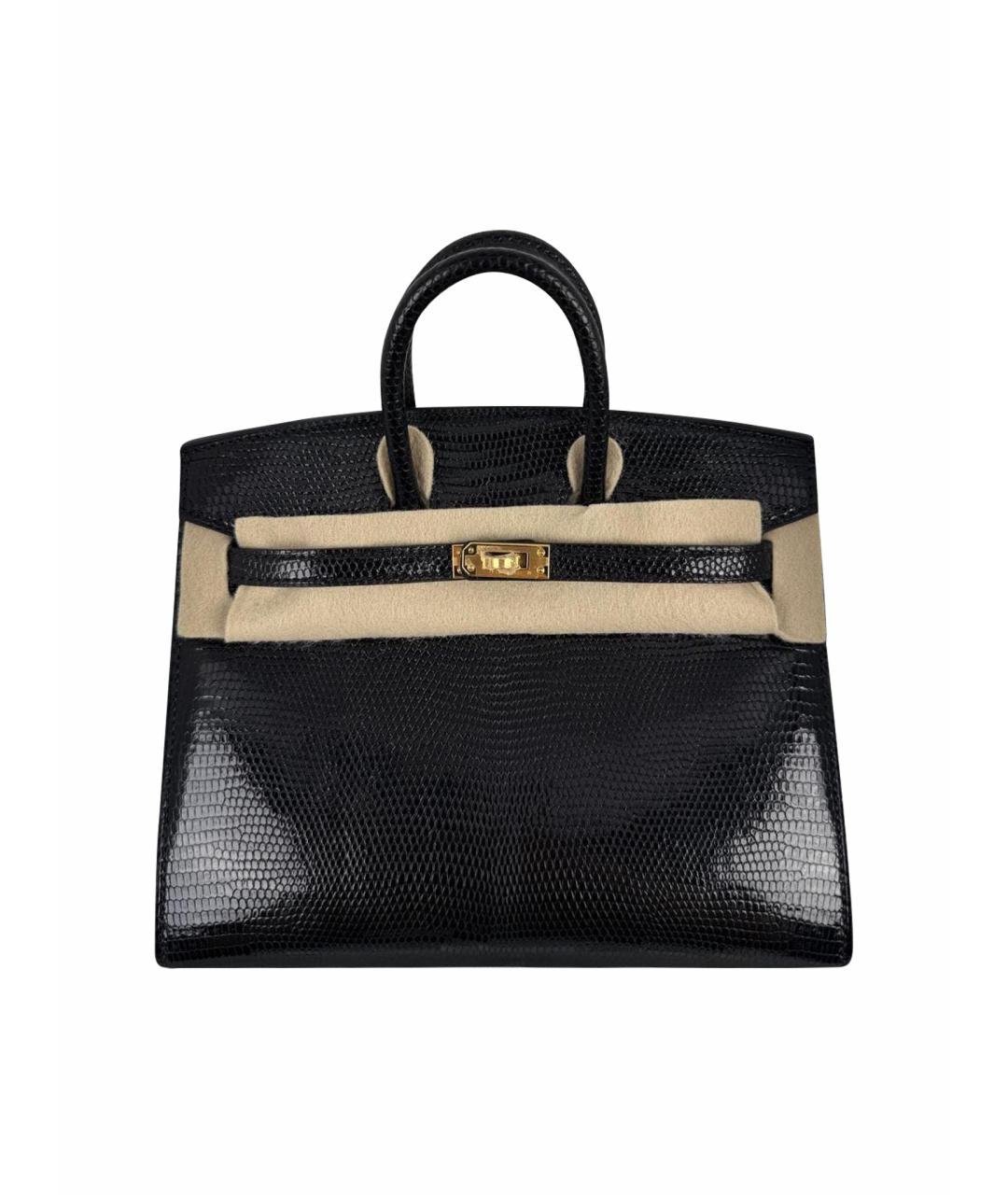 HERMES Черная сумка с короткими ручками из экзотической кожи, фото 1