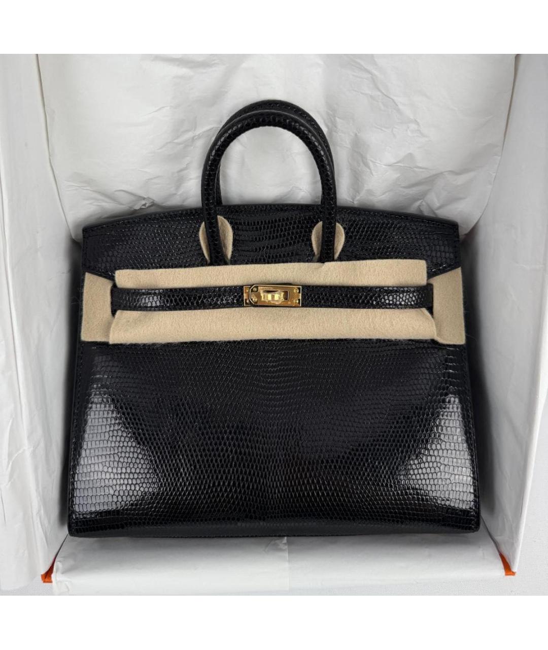 HERMES Черная сумка с короткими ручками из экзотической кожи, фото 3