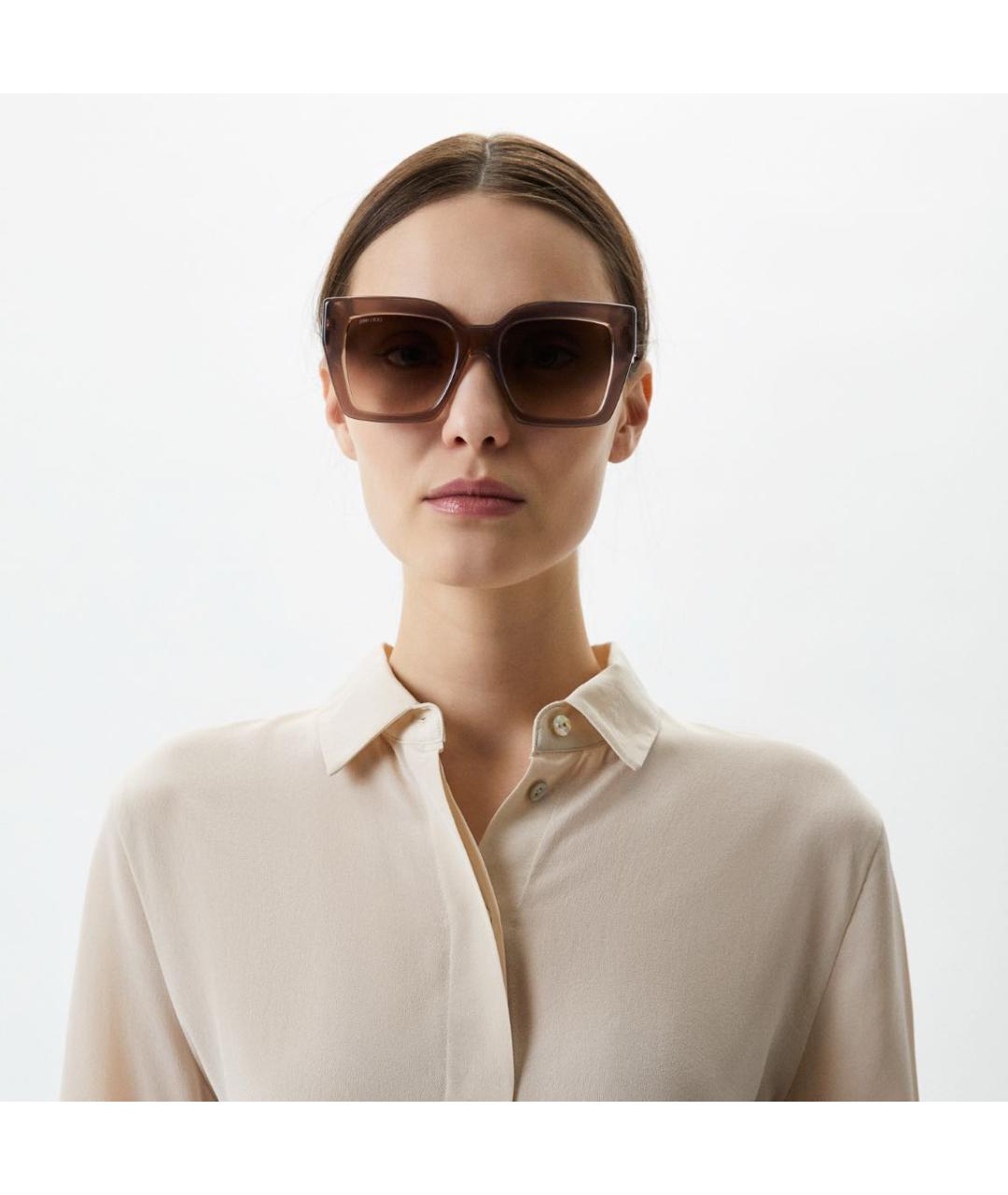 JIMMY CHOO Бежевые пластиковые солнцезащитные очки, фото 6