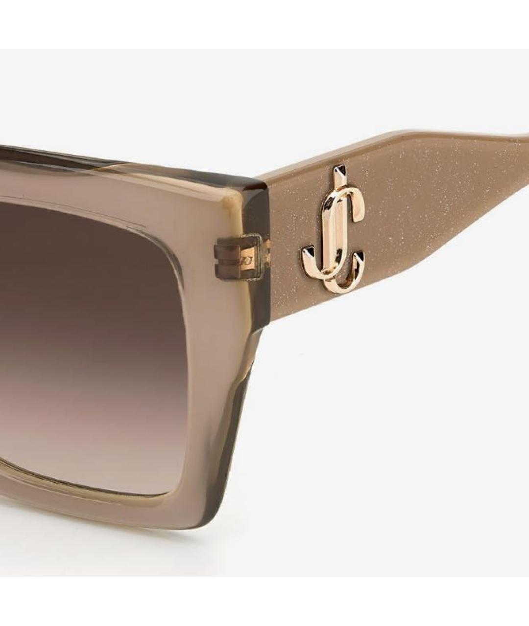 JIMMY CHOO Бежевые пластиковые солнцезащитные очки, фото 3