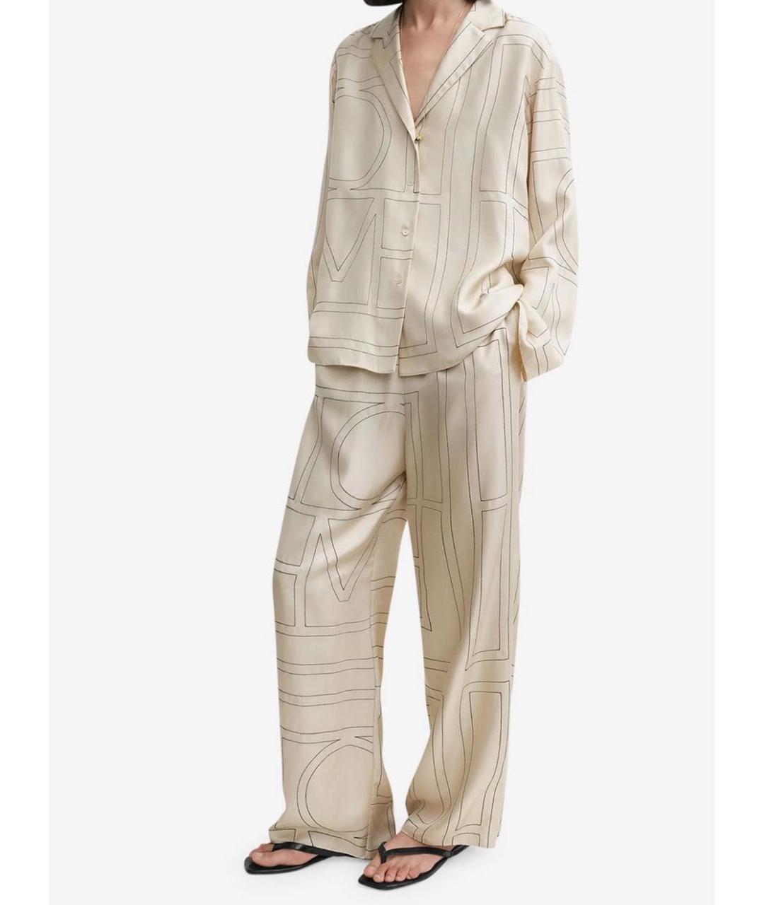 TOTEME Бежевый шелковый костюм с брюками, фото 4
