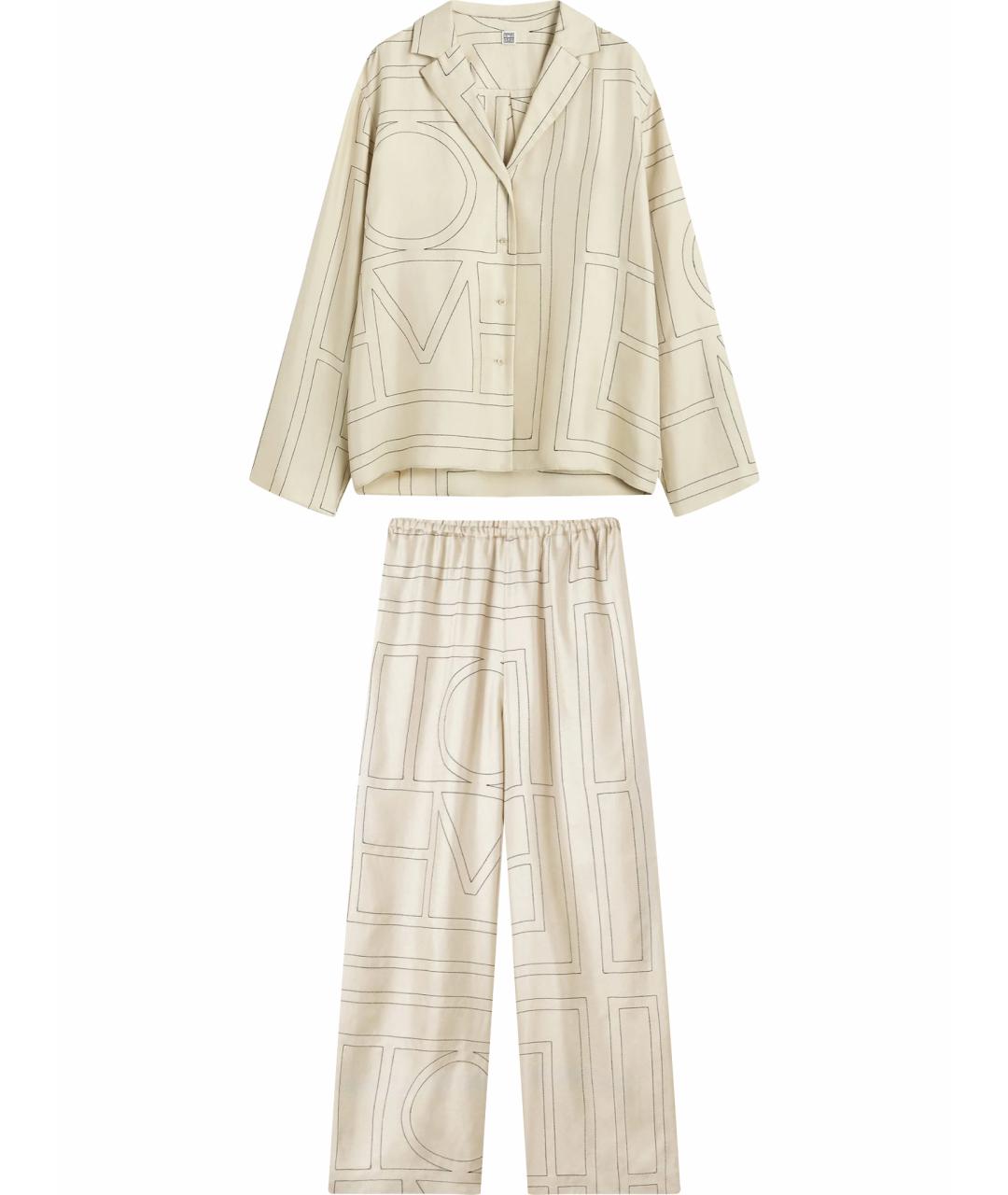 TOTEME Бежевый шелковый костюм с брюками, фото 1