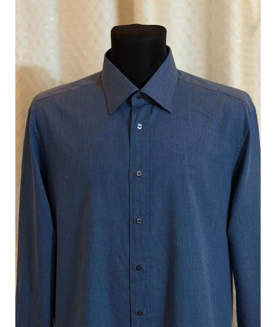 ZILLI Синяя хлопковая кэжуал рубашка, фото 4