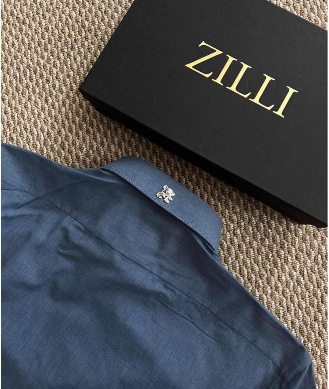 ZILLI Синяя хлопковая кэжуал рубашка, фото 6