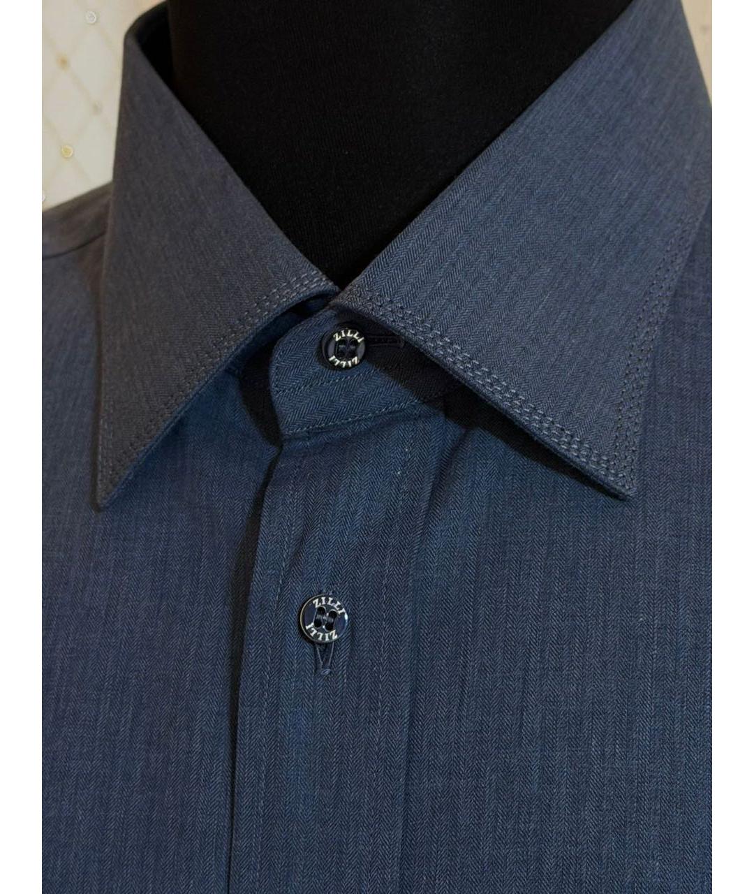 ZILLI Синяя хлопковая кэжуал рубашка, фото 5
