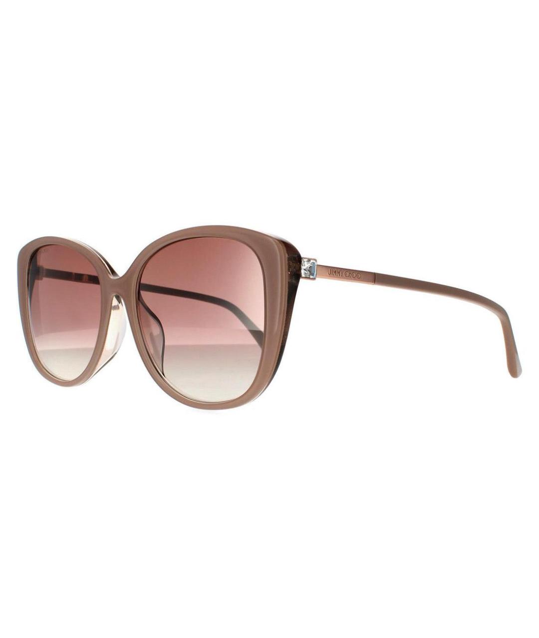 JIMMY CHOO Бежевые пластиковые солнцезащитные очки, фото 1