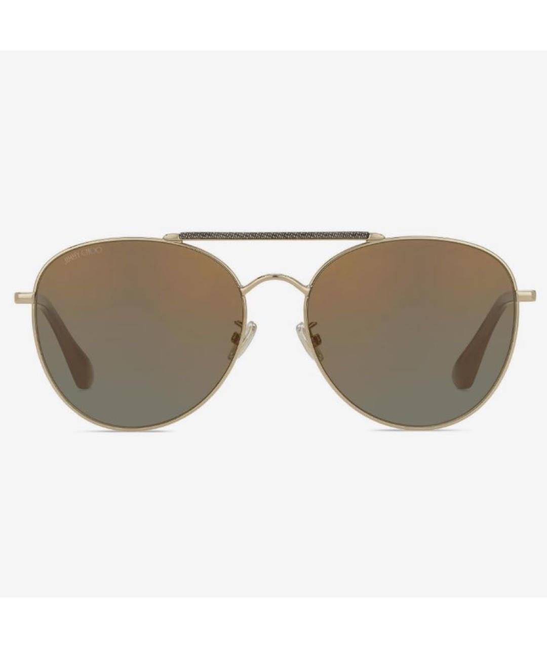 JIMMY CHOO Золотые металлические солнцезащитные очки, фото 4