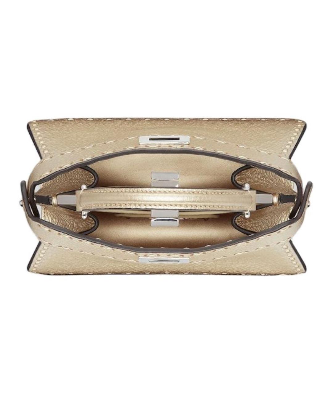 FENDI Бежевая кожаная сумка через плечо, фото 4