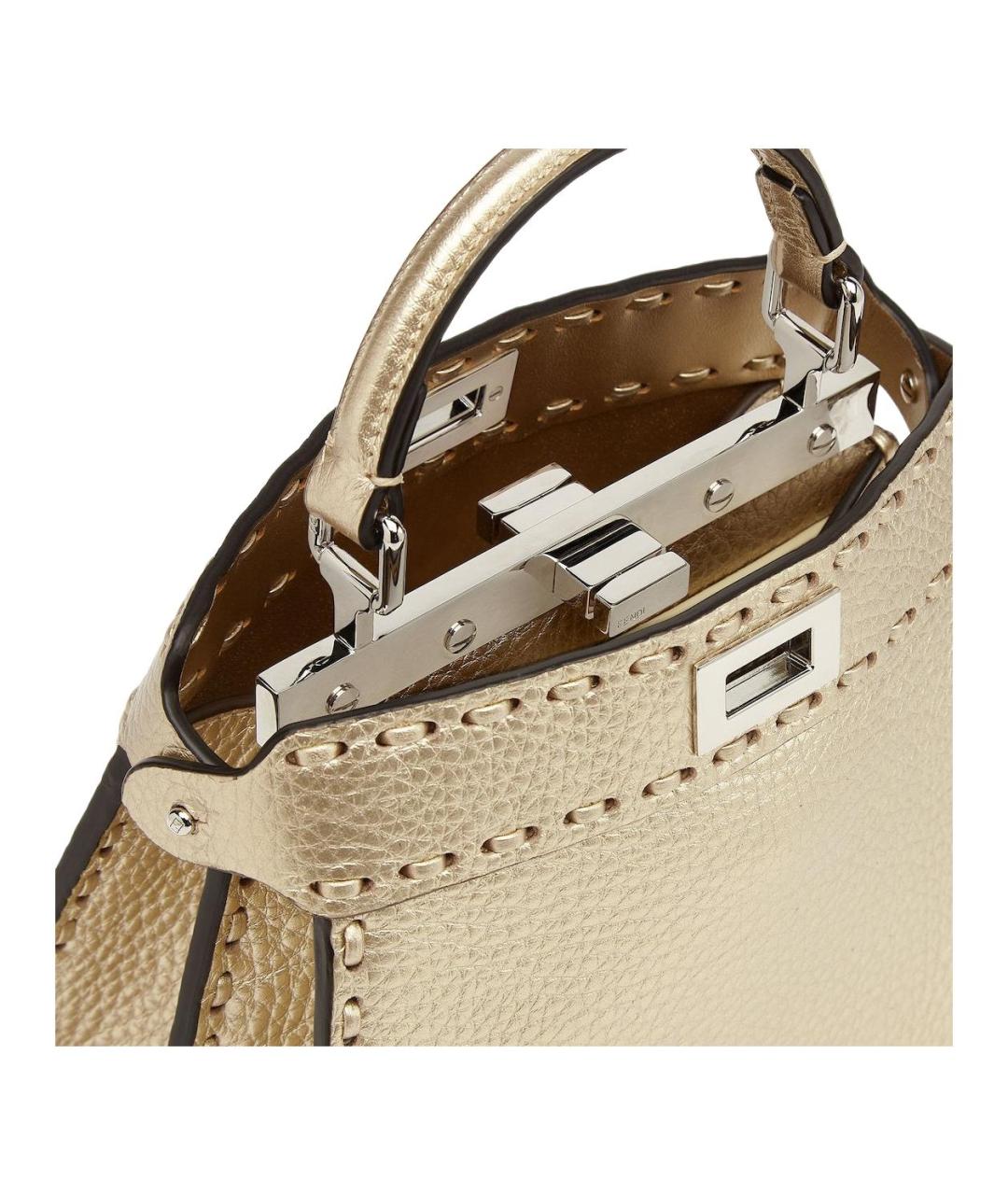 FENDI Бежевая кожаная сумка через плечо, фото 5