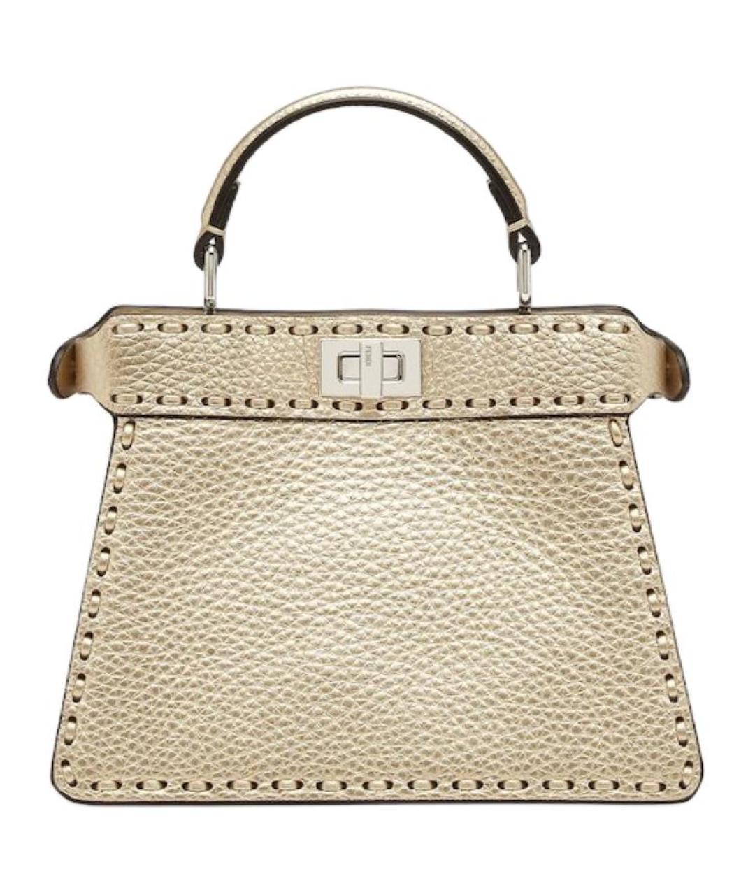 FENDI Бежевая кожаная сумка через плечо, фото 3