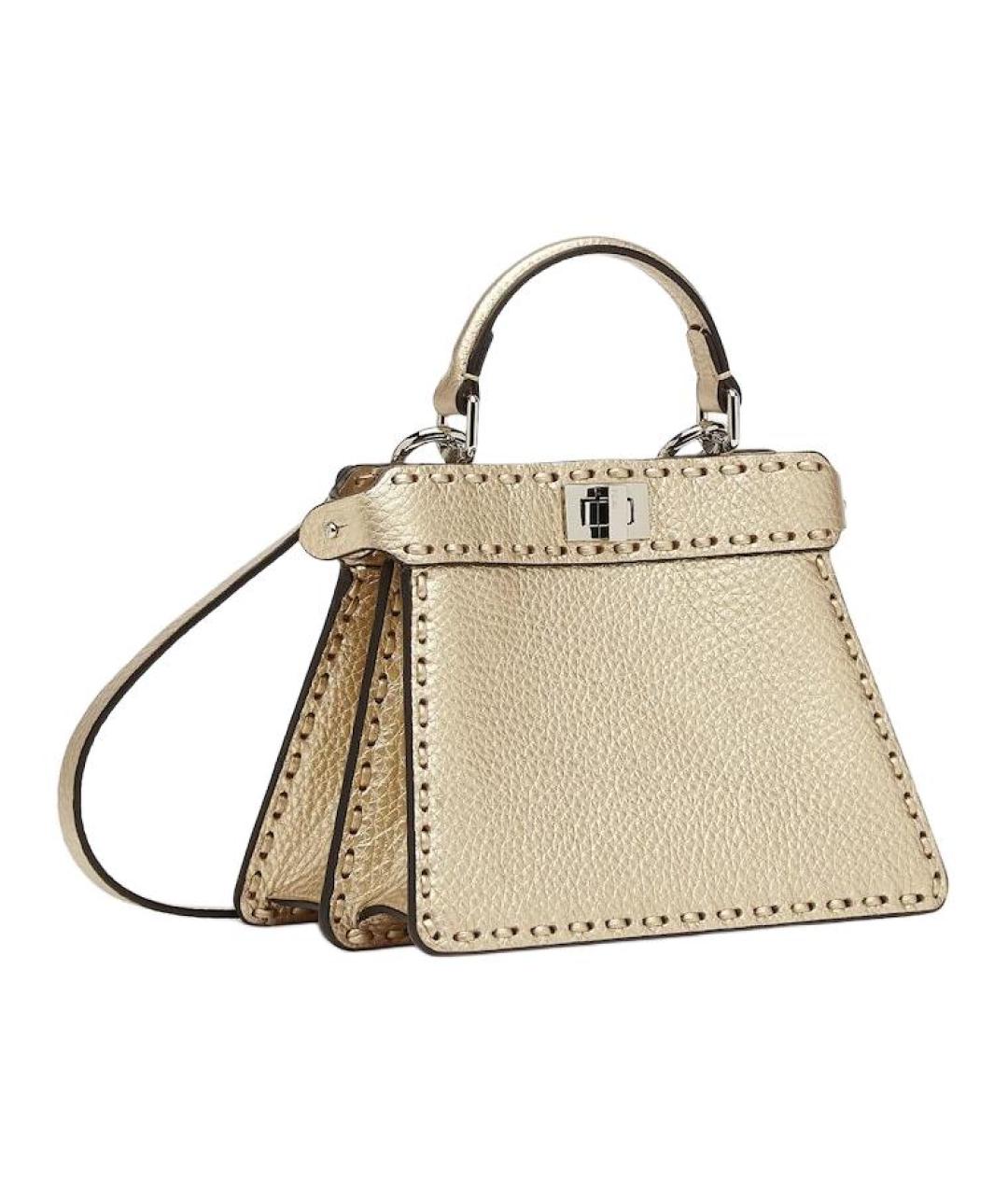 FENDI Бежевая кожаная сумка через плечо, фото 2