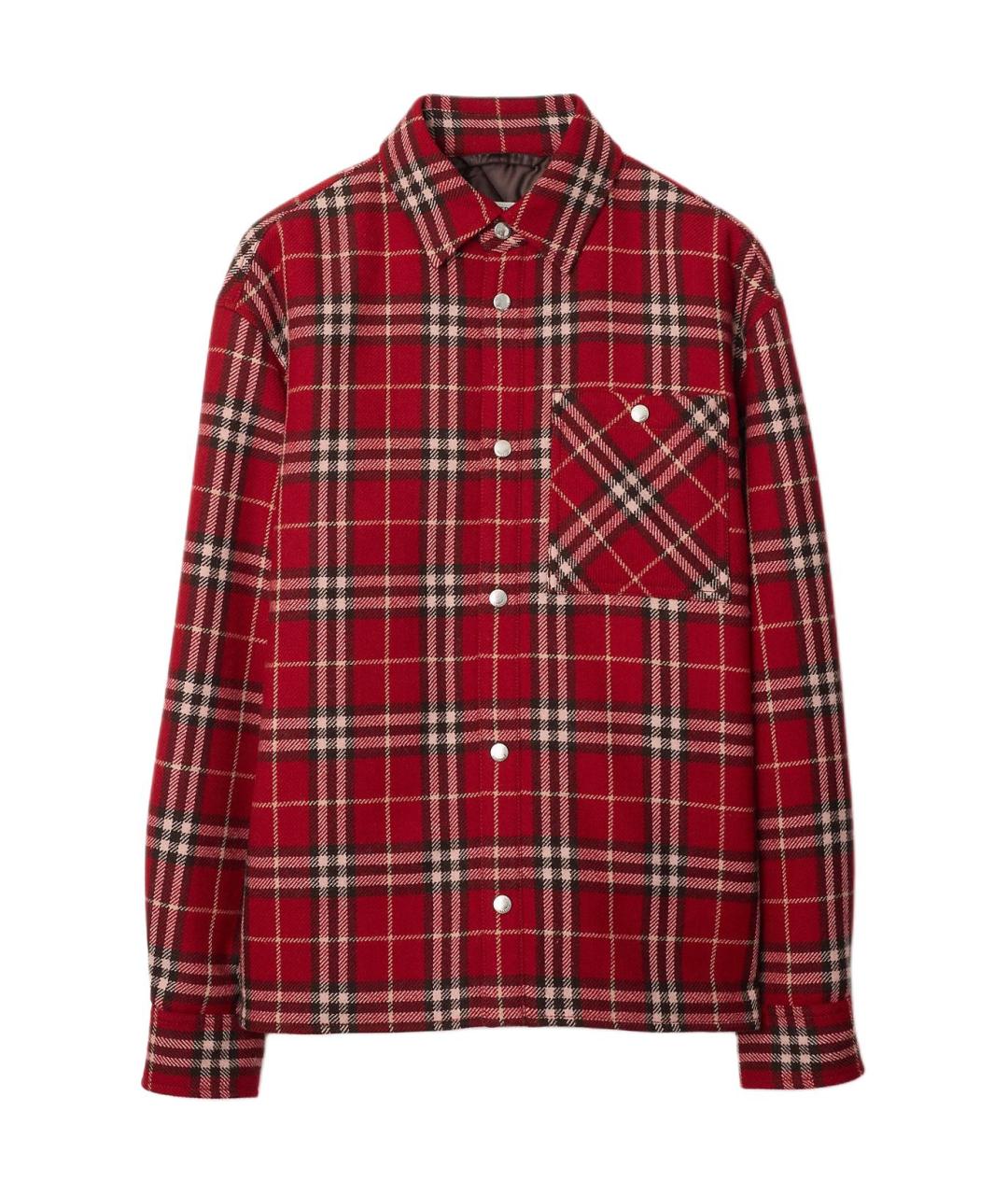 BURBERRY Красная шерстяная кэжуал рубашка, фото 1