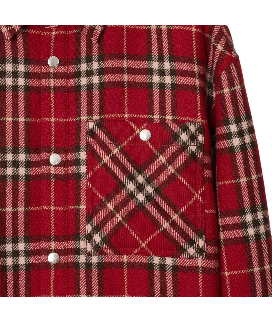 BURBERRY Красная шерстяная кэжуал рубашка, фото 2