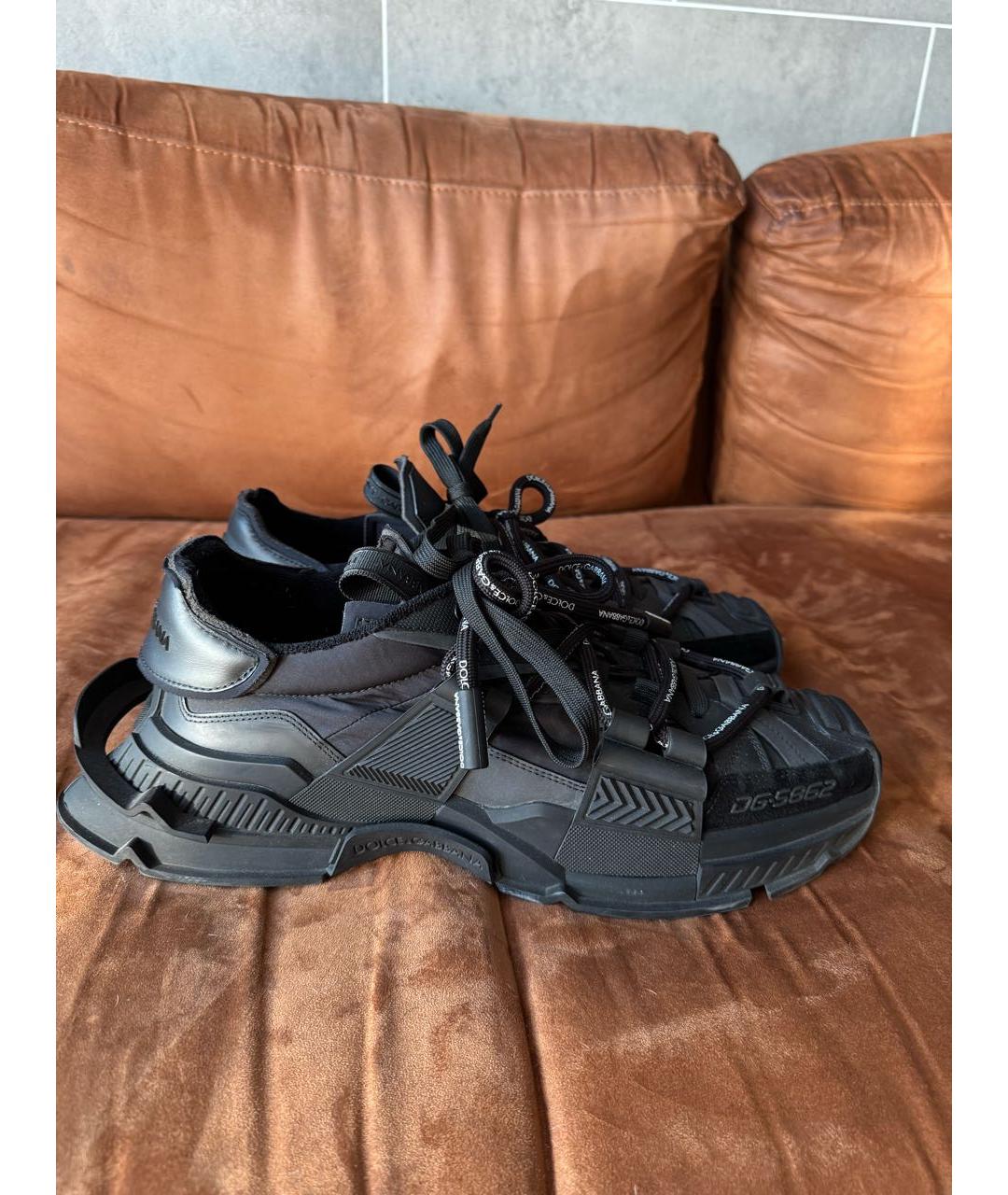 DOLCE&GABBANA Черные кожаные низкие кроссовки / кеды, фото 6