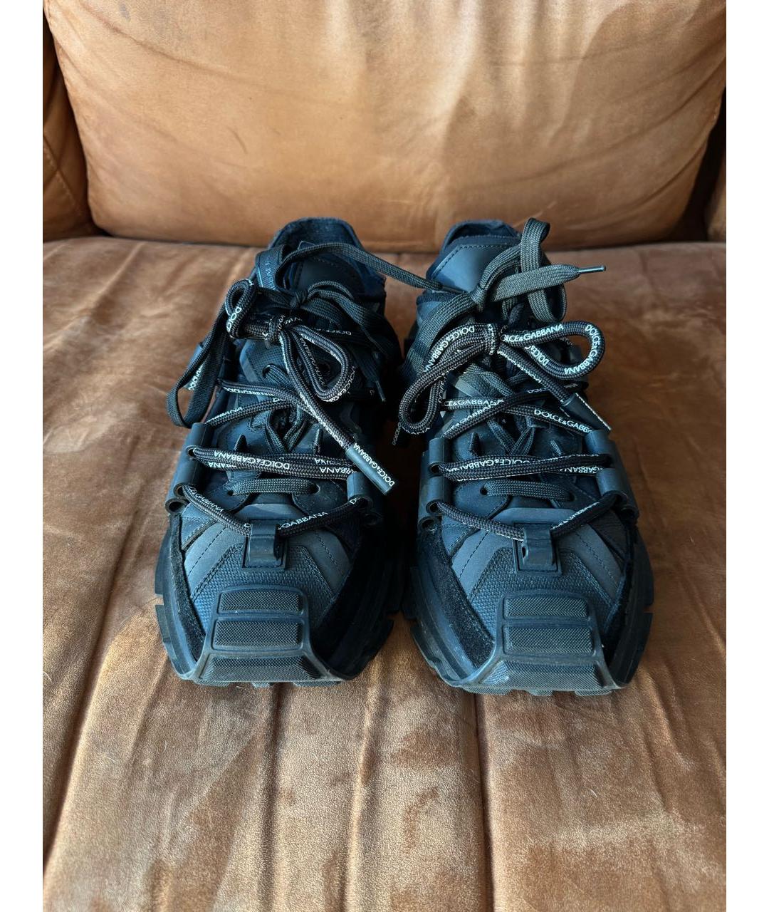 DOLCE&GABBANA Черные кожаные низкие кроссовки / кеды, фото 2