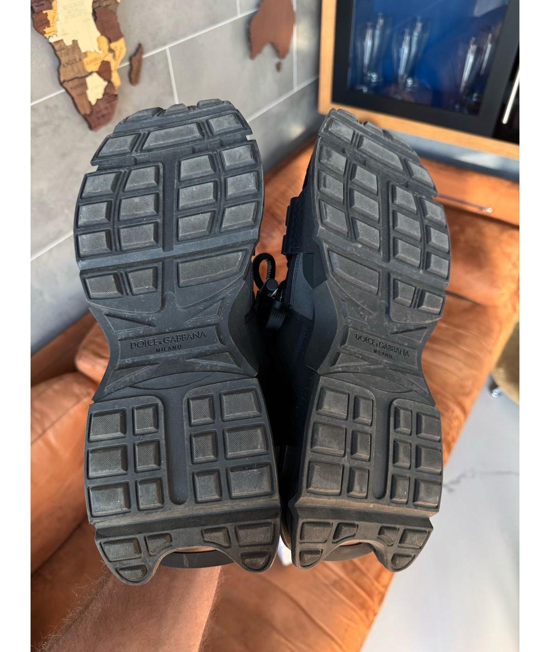 DOLCE&GABBANA Черные кожаные низкие кроссовки / кеды, фото 5