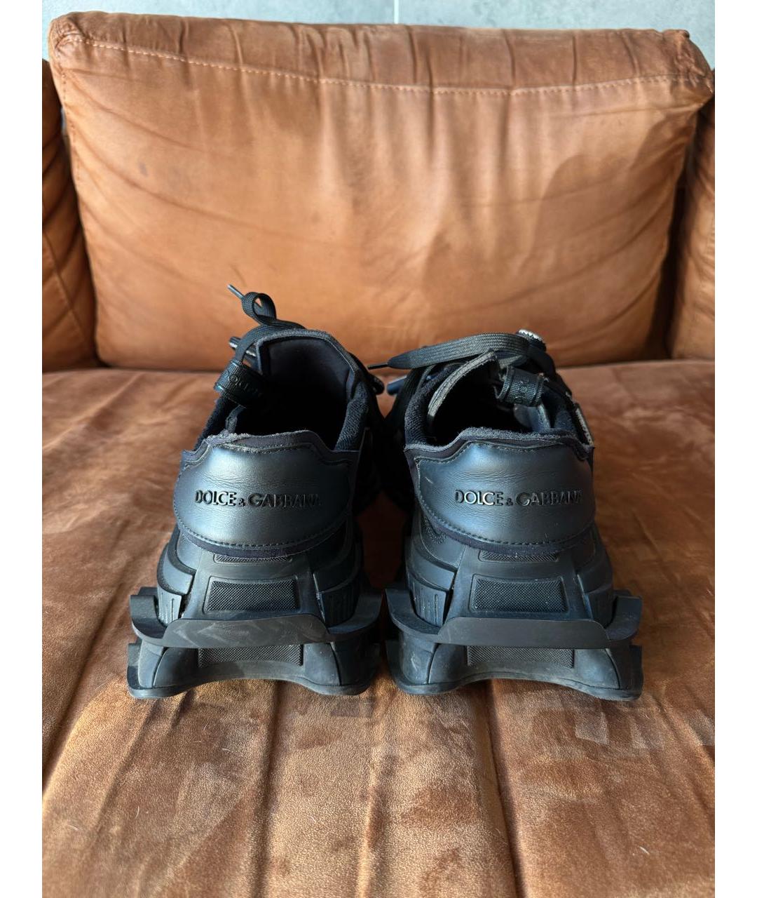 DOLCE&GABBANA Черные кожаные низкие кроссовки / кеды, фото 4