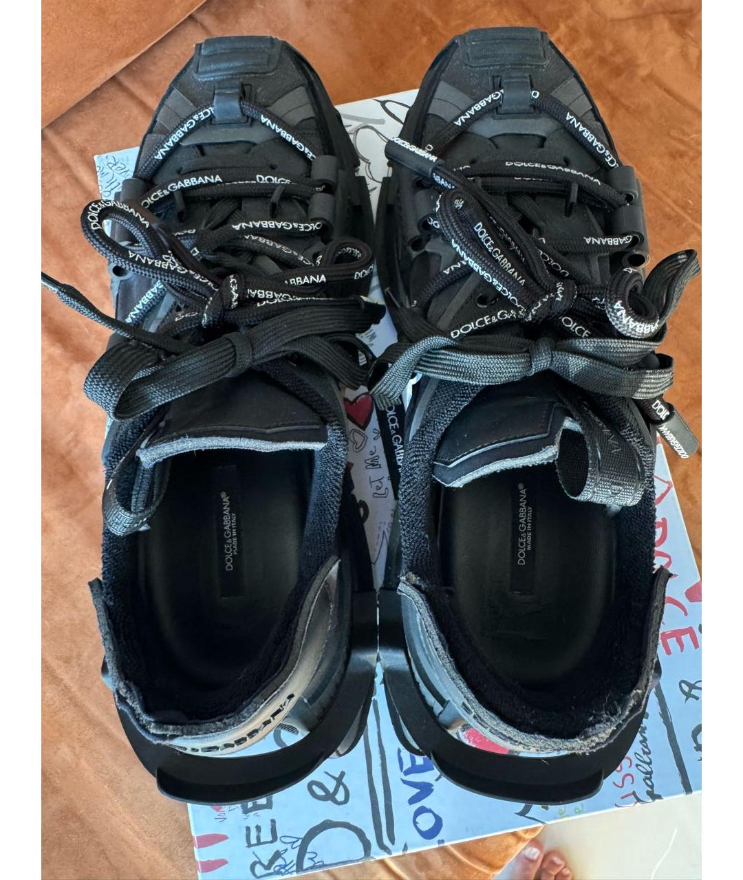 DOLCE&GABBANA Черные кожаные низкие кроссовки / кеды, фото 3