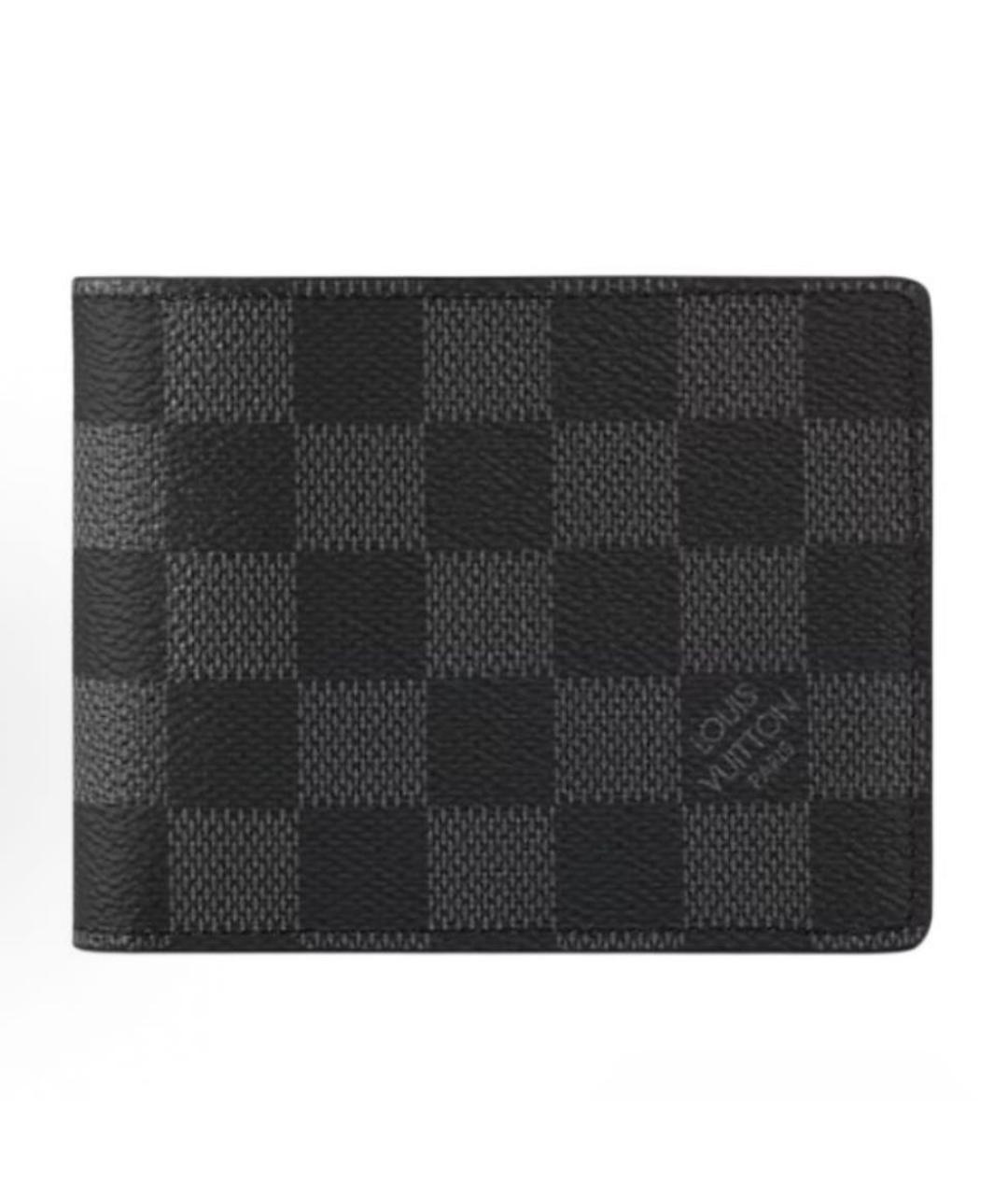 LOUIS VUITTON Черный кожаный кошелек, фото 4