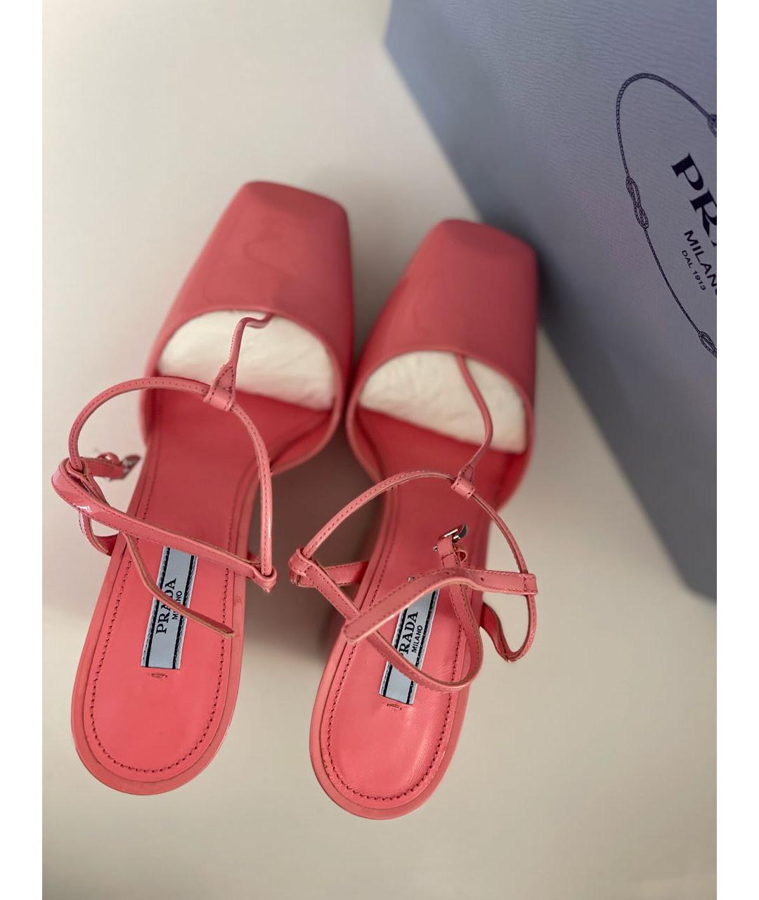 PRADA Розовые кожаные босоножки, фото 3