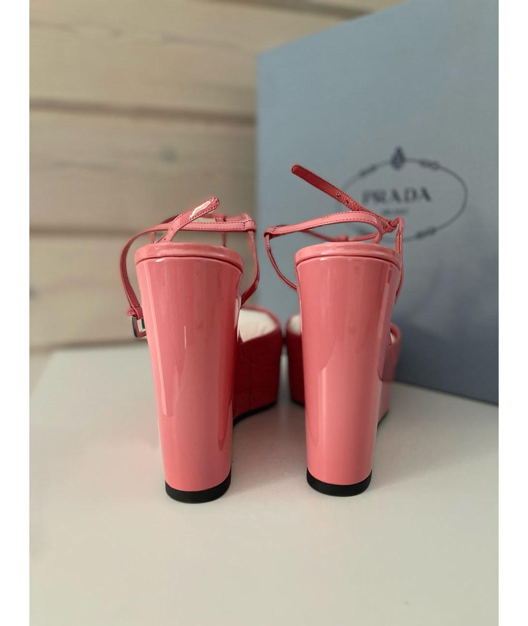 PRADA Розовые кожаные босоножки, фото 5