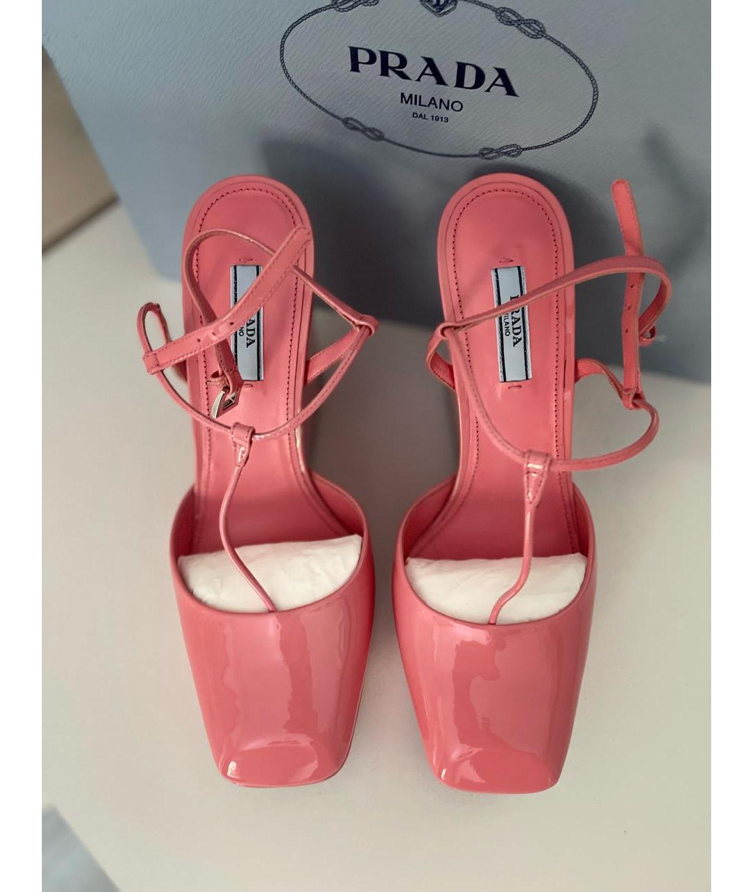 PRADA Розовые кожаные босоножки, фото 2