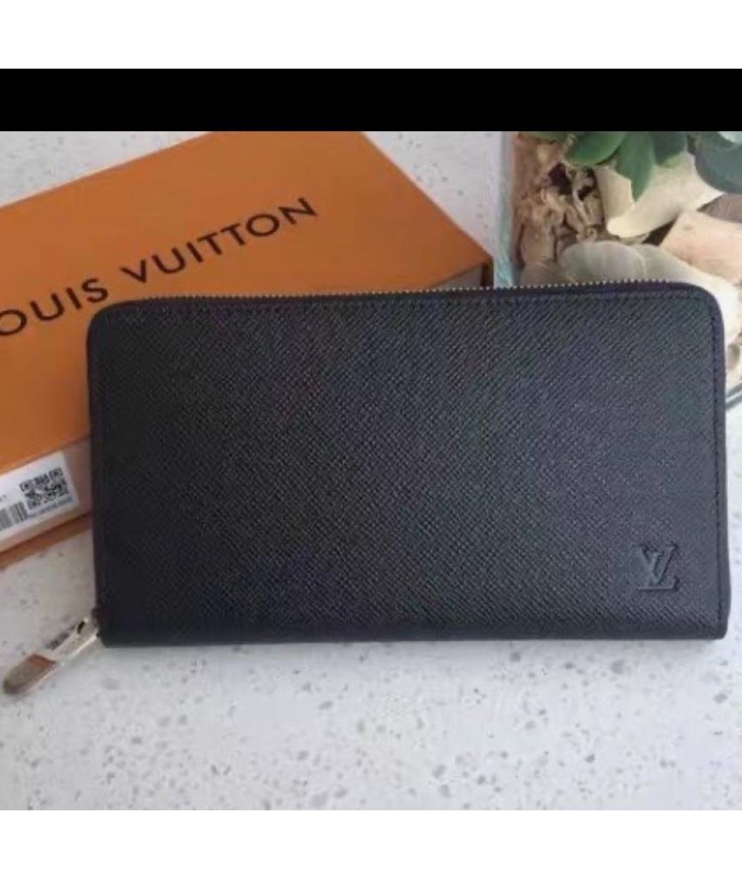 LOUIS VUITTON Черный кожаный кошелек, фото 2