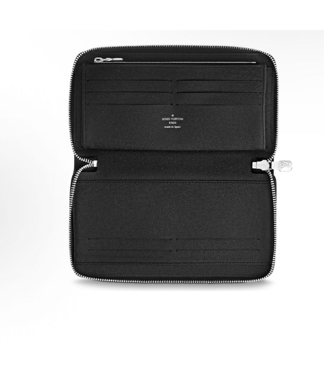 LOUIS VUITTON Черный кожаный кошелек, фото 3