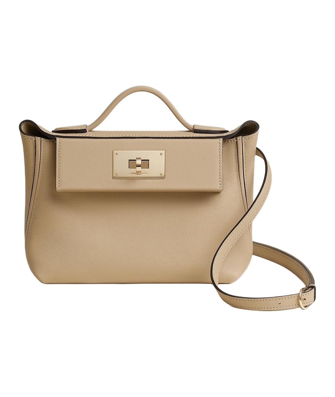 HERMES Бежевая кожаная сумка через плечо, фото 1