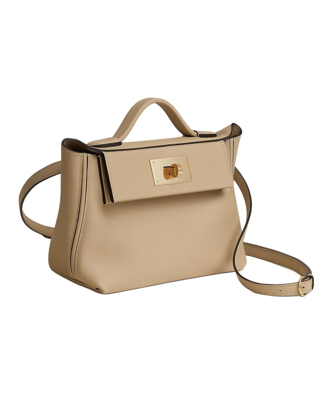 HERMES Бежевая кожаная сумка через плечо, фото 2