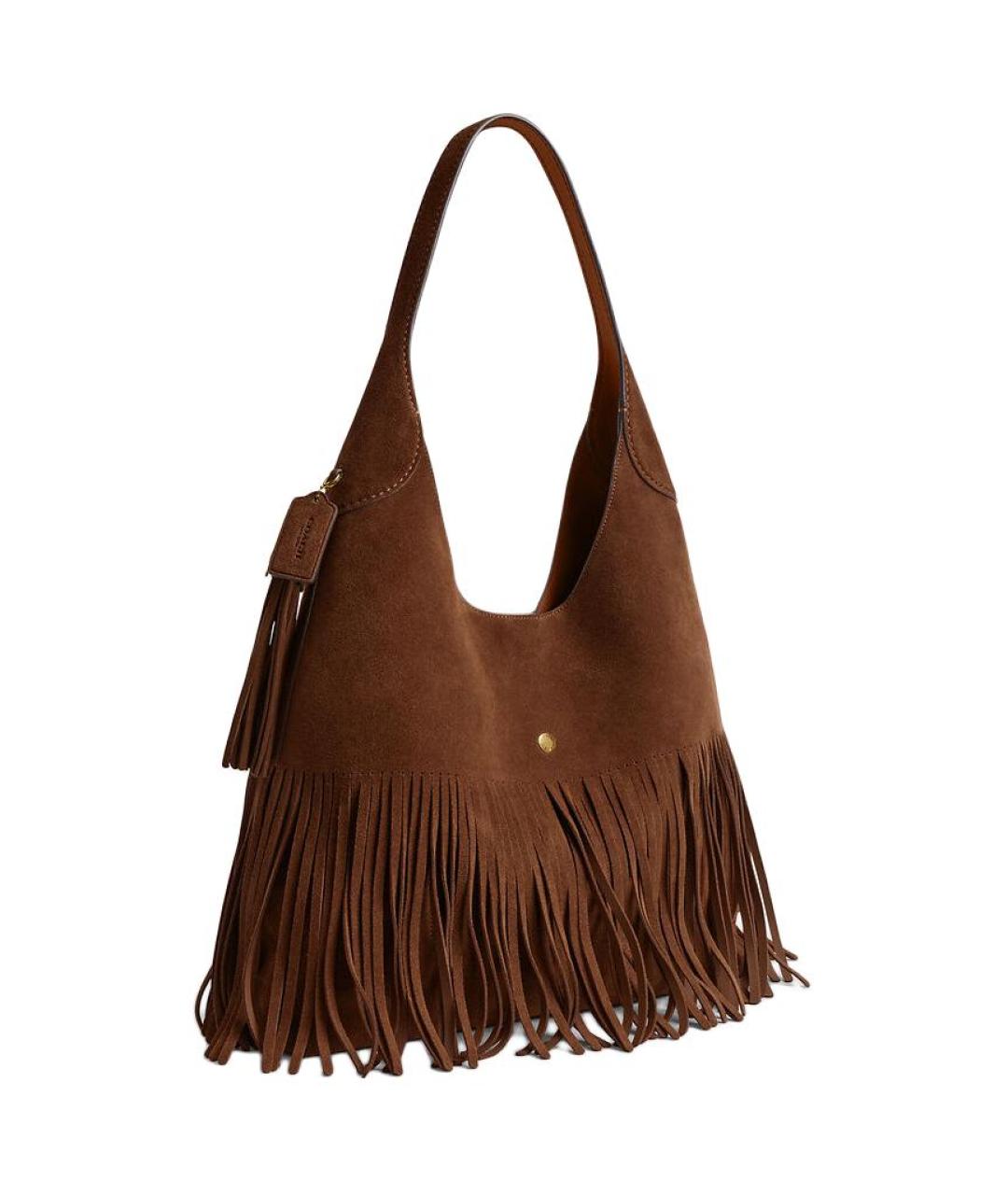 COACH Коричневая замшевая сумка через плечо, фото 2