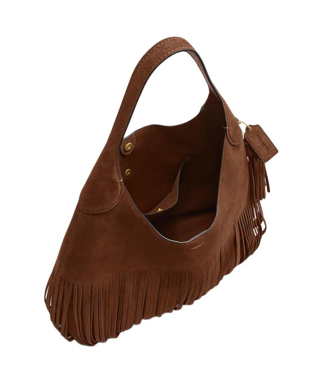 COACH Коричневая замшевая сумка через плечо, фото 3