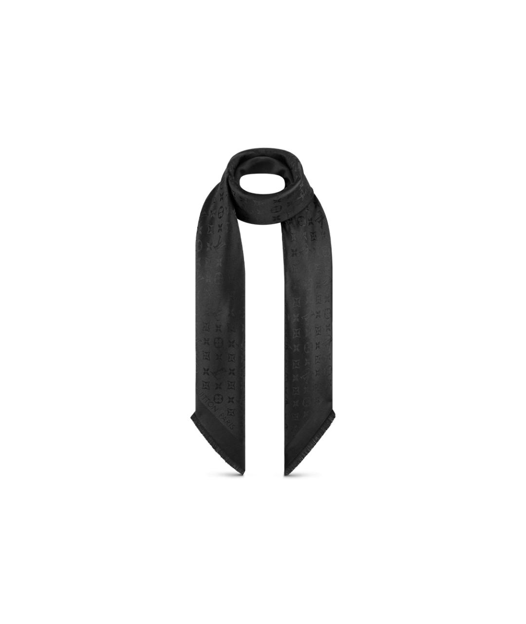 LOUIS VUITTON Черный шелковый платок, фото 3