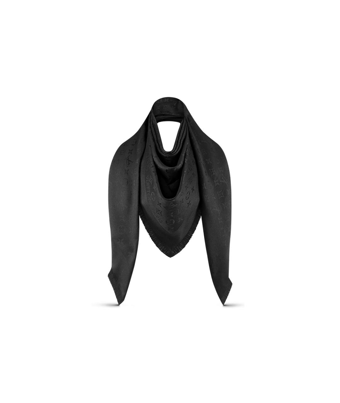 LOUIS VUITTON Черный шелковый платок, фото 1