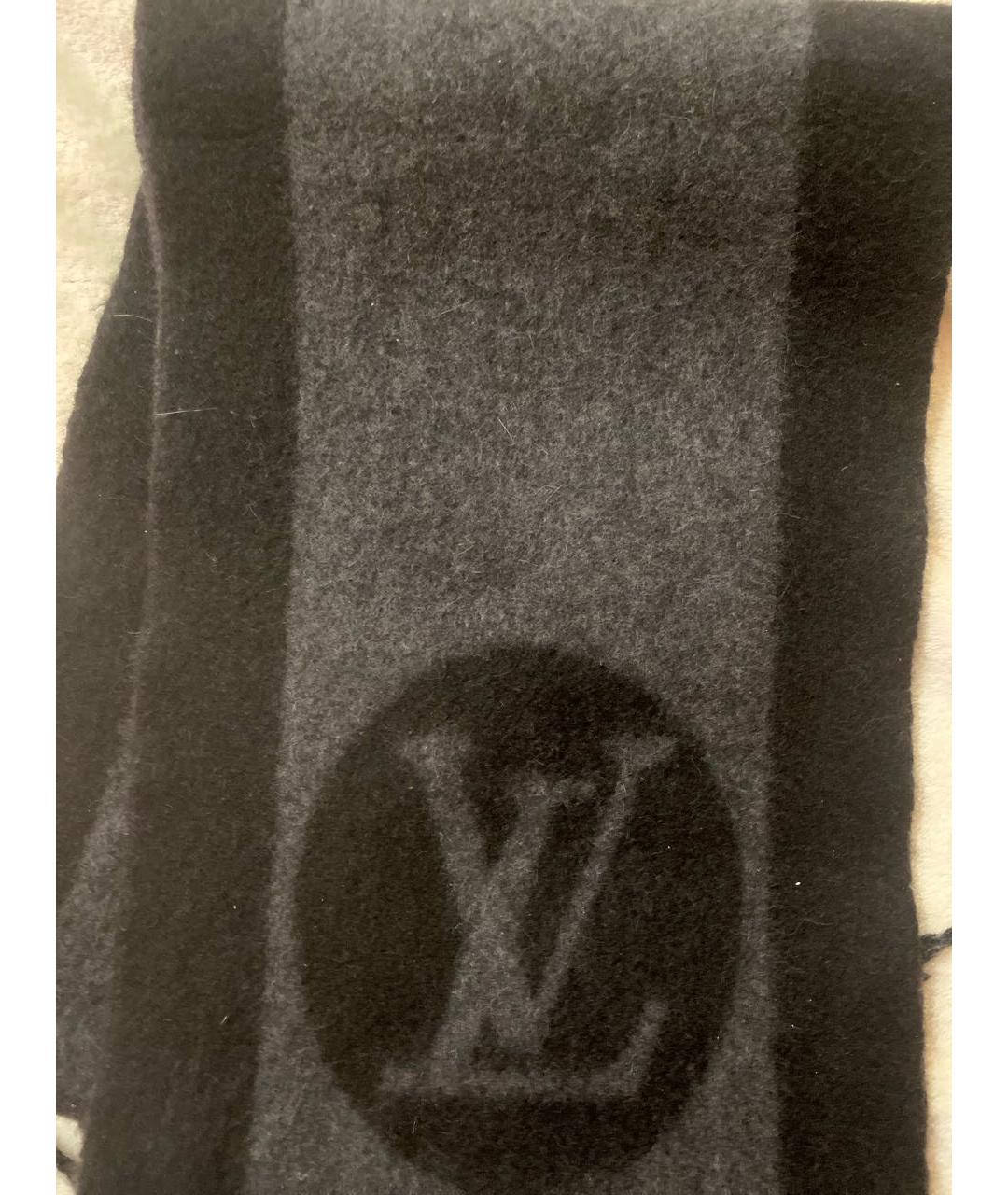 LOUIS VUITTON Черный кашемировый шарф, фото 2