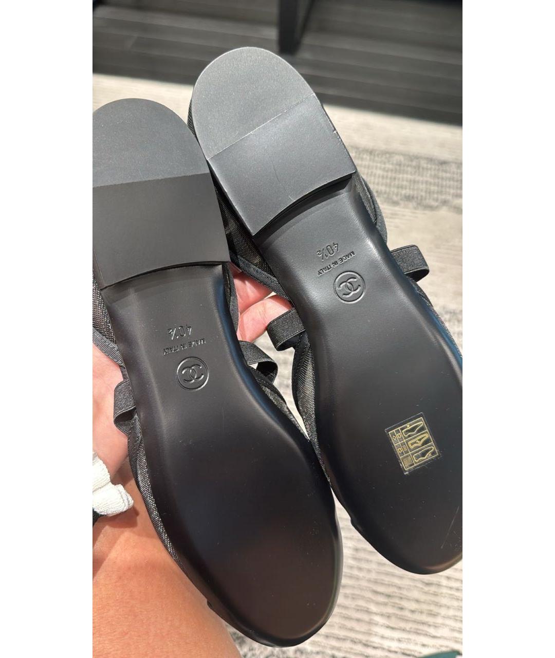 CHANEL Черные текстильные балетки, фото 2