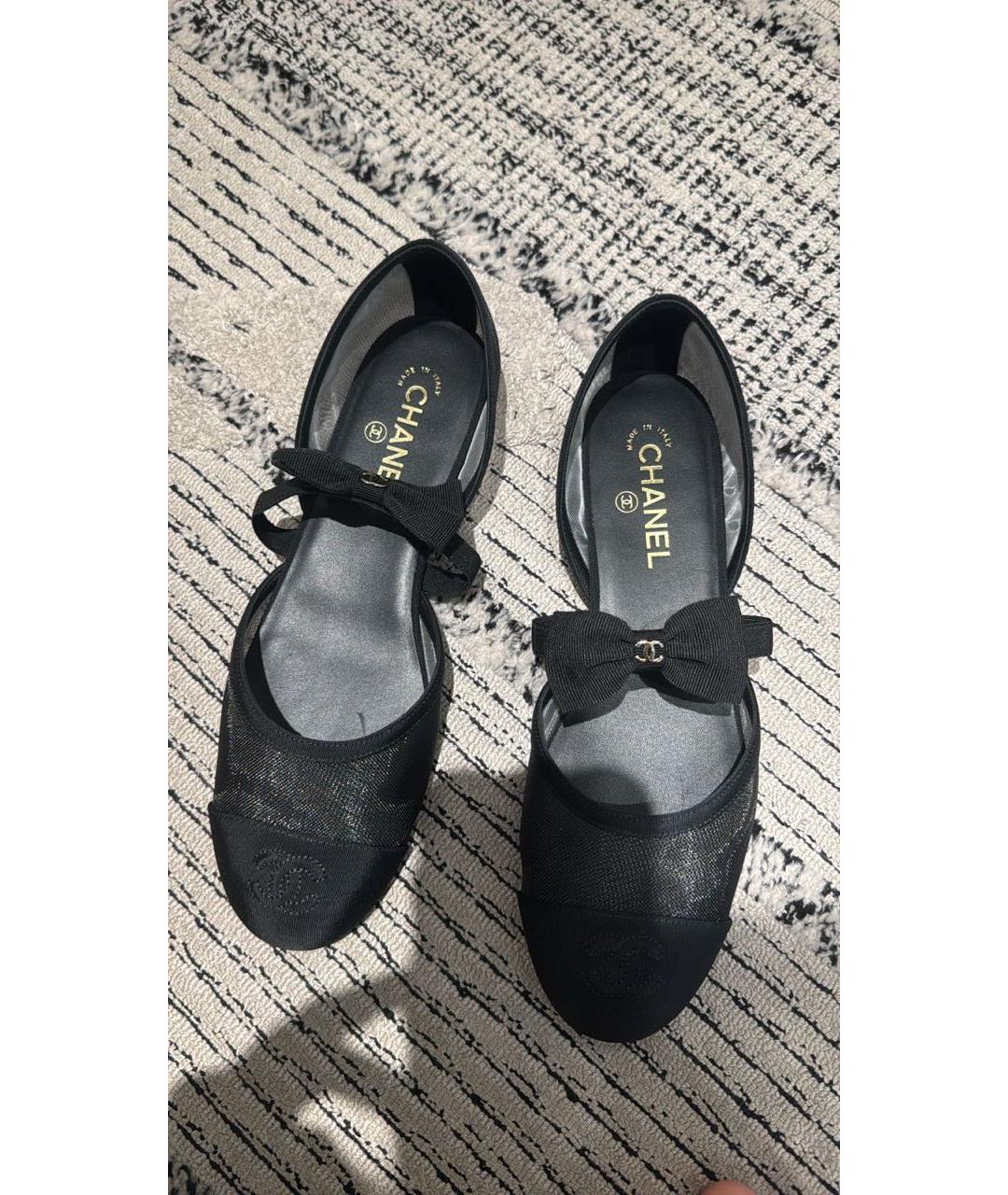 CHANEL Черные текстильные балетки, фото 3