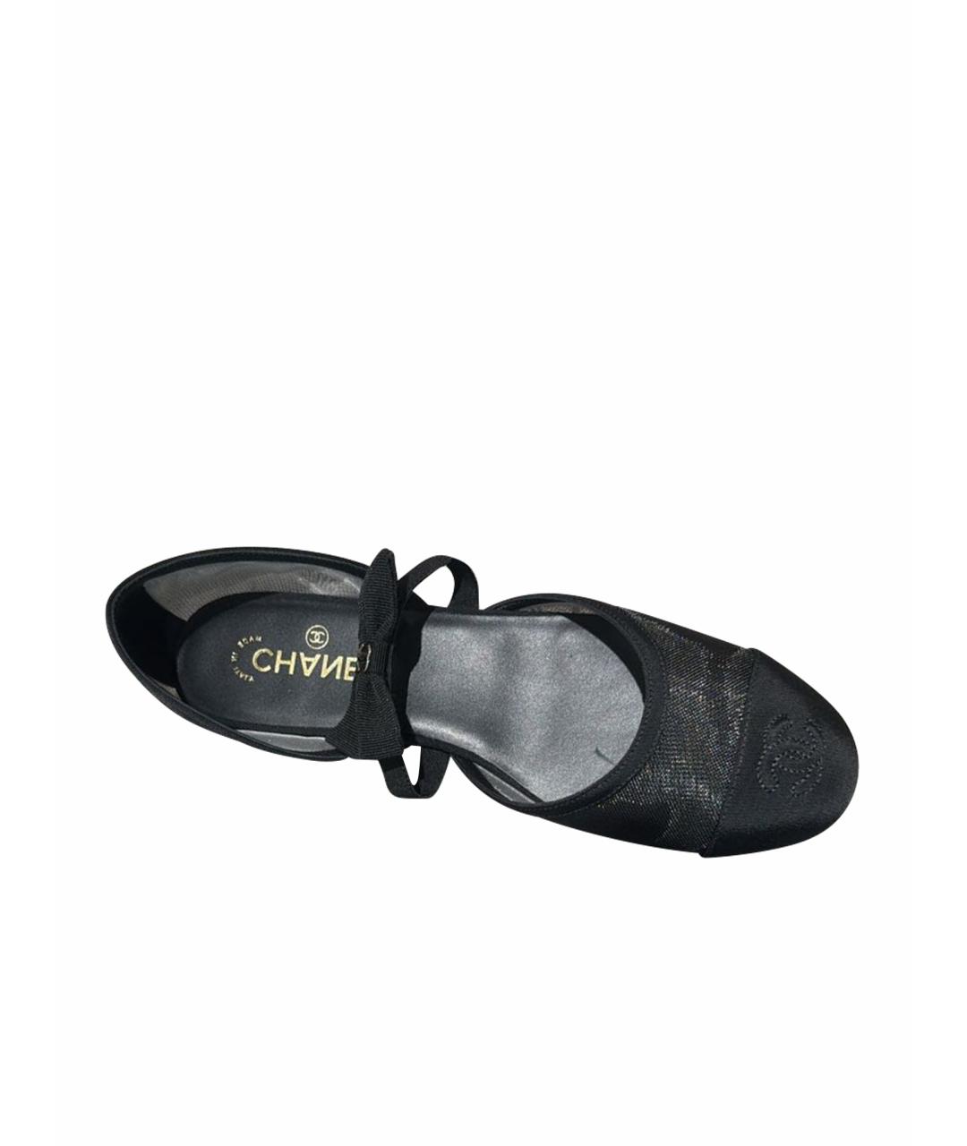 CHANEL Черные текстильные балетки, фото 1