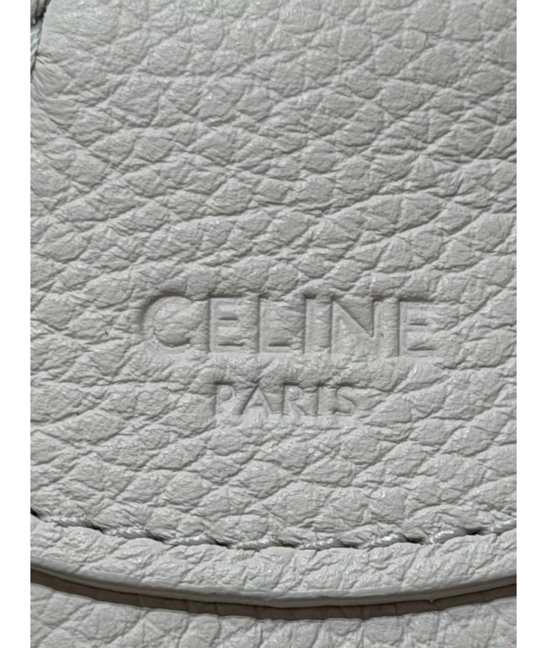 CELINE Белая кожаная сумка с короткими ручками, фото 5