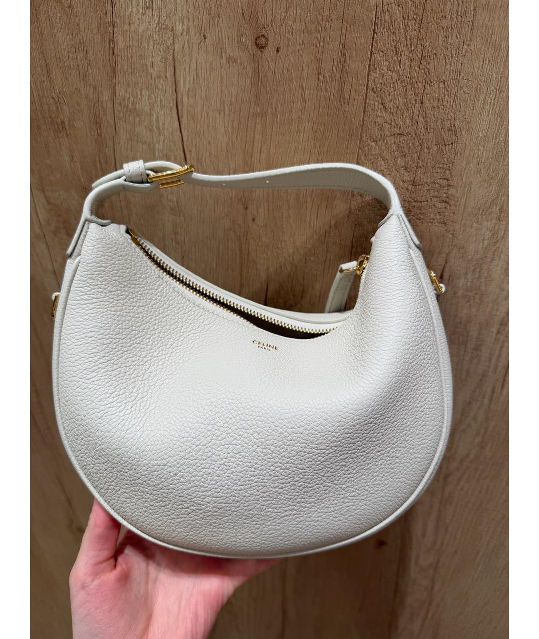 CELINE Белая кожаная сумка с короткими ручками, фото 7
