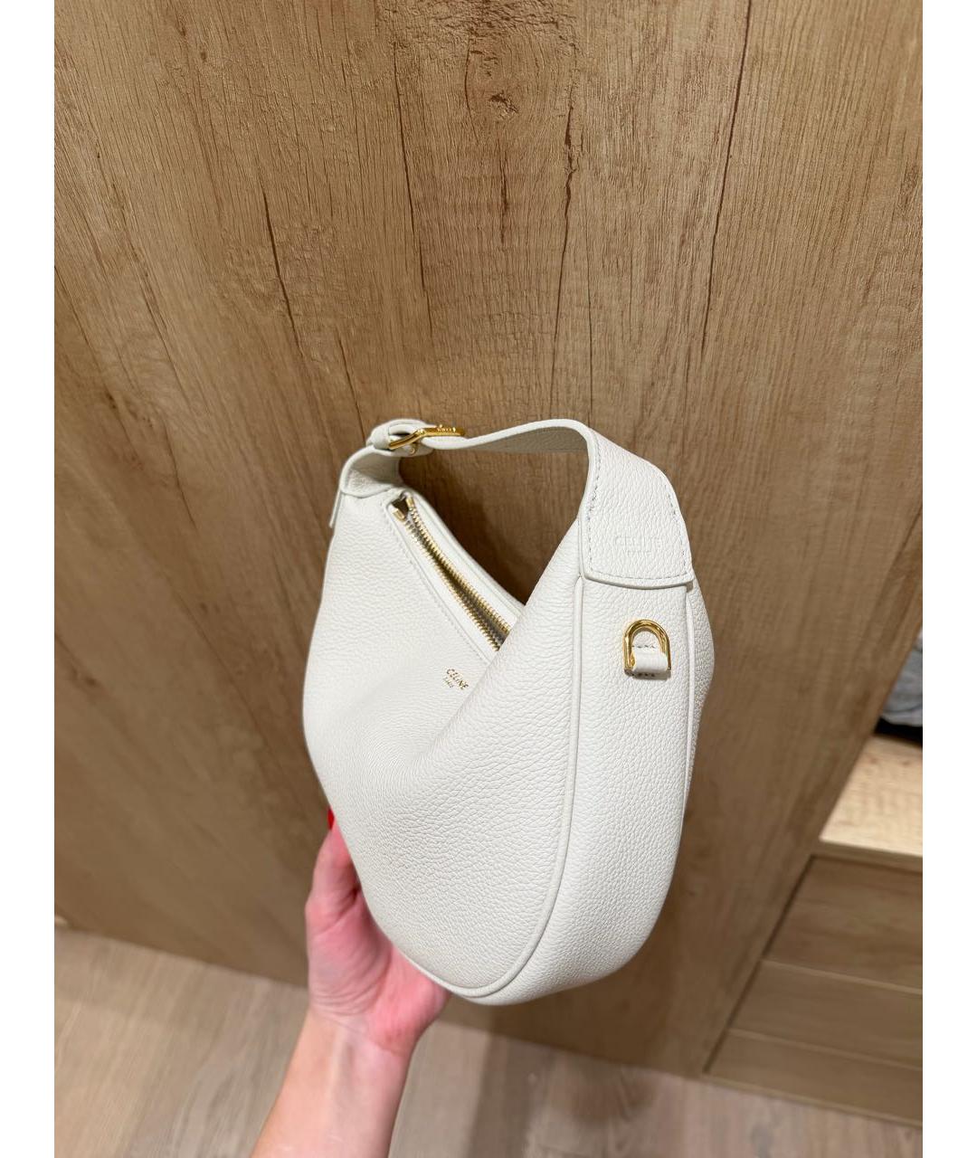 CELINE Белая кожаная сумка с короткими ручками, фото 2