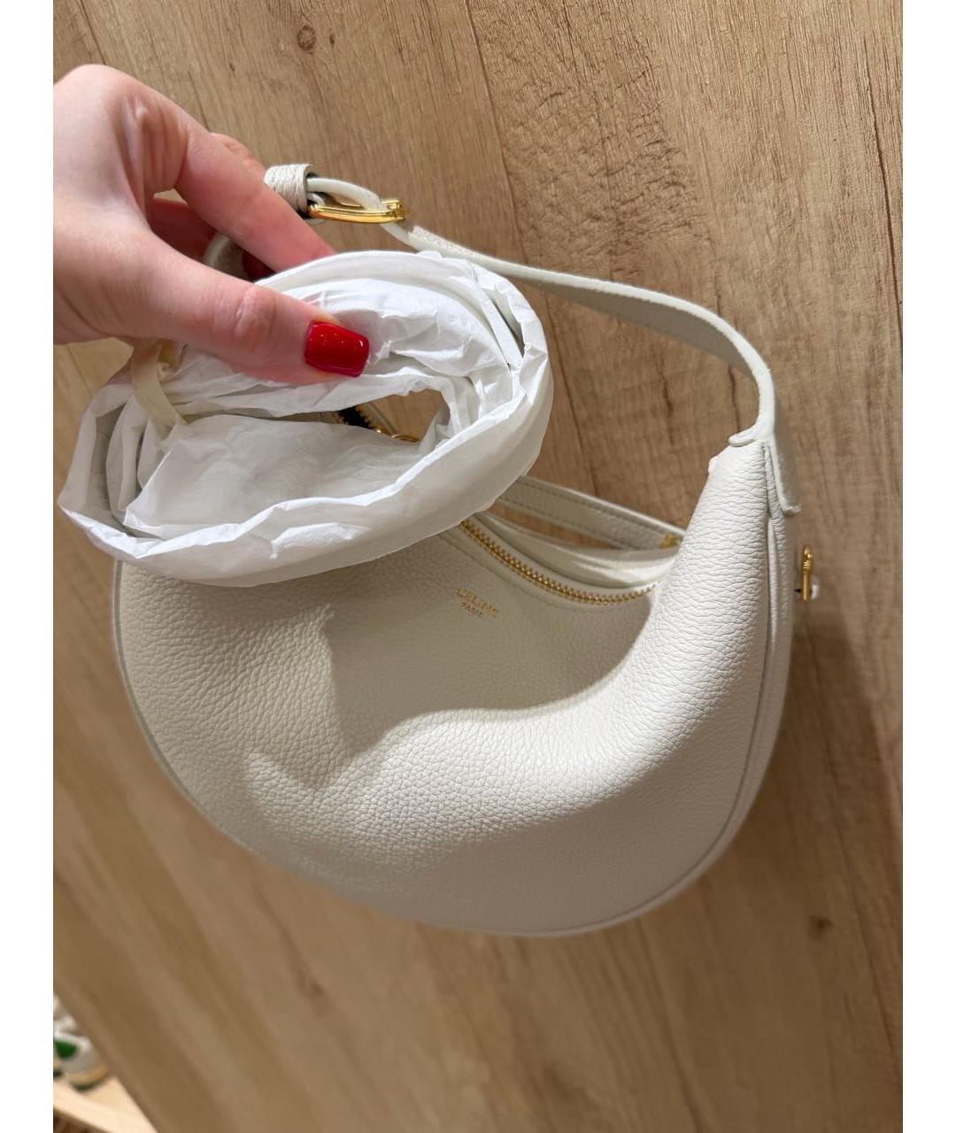 CELINE Белая кожаная сумка с короткими ручками, фото 3