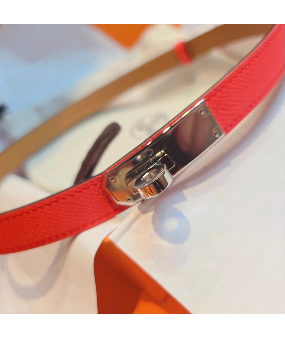 HERMES Красный кожаный ремень, фото 5